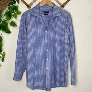 Checkered Periwinkle Wrinkle Free Dress Shirt by LONDON FOG - Picture 1 of 10