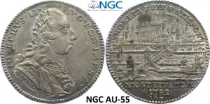 NGC Regensburg 1782 AU-55 1/2 Thaler Silver City View Coin Germany Rare - Picture 1 of 10