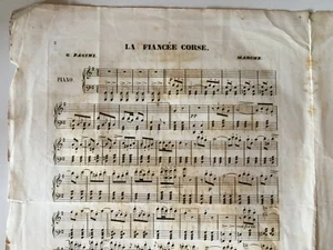 feuillet partition gravée La fiancée Corse G. Pacini Marche XIXe - Imagen 1 de 4