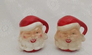 1960's Christmas Winking & Laughing Santa Claus Head Salt & Pepper Shaker Set - Picture 1 of 6