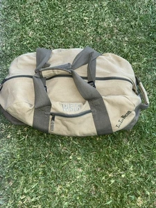 VTG LL Bean Canvas Travel Duffel Bag Tote Army Green/khaki Strap SZ M /NO STRAP - Picture 1 of 14