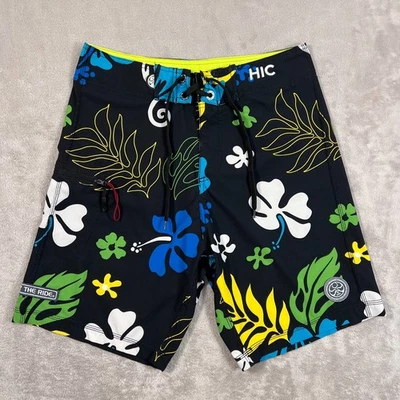 Шорты мужские Hawaiian Island Creations HIC 29 талия черные с цветочным узором быстрая сушка - Изображение 1 из 4