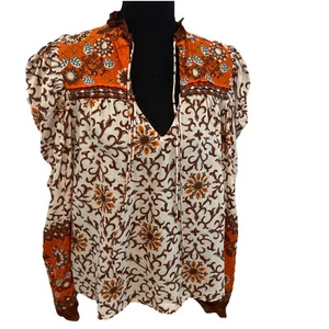 House Of Harlow 1960 Top Women’s Small Boho Style Floral Ruffles - Imagen 1 de 13