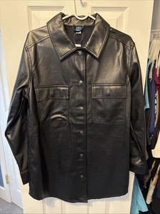 Old Navy Faux Leather Shacket Black M Women's Polyurethane Jacket NEW WITH TAGS - Picture 1 of 3