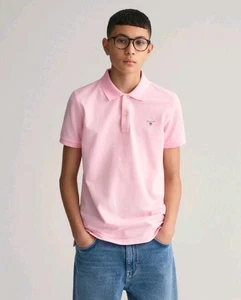 BNWT Gant Teen Boys Original Piqué Polo Shirt 11-12 Yrs 146/152cm Cotton Pink - Picture 1 of 5