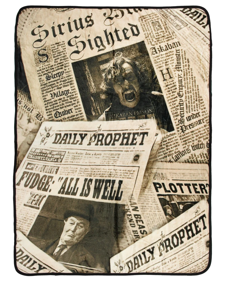 Manta polar suave Harry Potter Daily Prophet Paper Sirius negra 46"x60" Foto 1 de 4