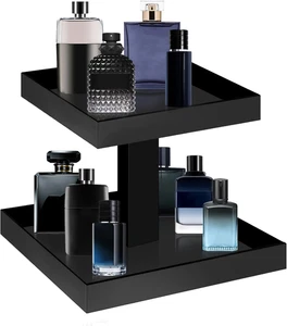 Black Perfume Organizer for Men - 2 Tier Acrylic Cologne Rack Organizer for Men, - Picture 1 of 12