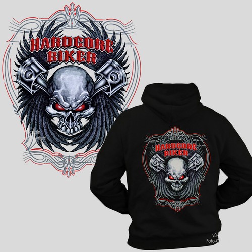 SACAI Felpa biker con cappuccio teschio teschio streetfighter moto custom bike *4317