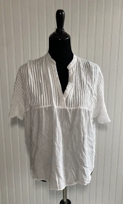 Camisa blanca minimalista de manga aleteada de gran tamaño talla pequeña mostaza semilla para mujer Foto 1 de 4