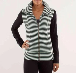 LULULEMON~MINT GREEN/BLACK~STRIPED *DAILY YOGA* LUON STRETCH ZIPPERED JACKET~4 - Bild 1 von 1