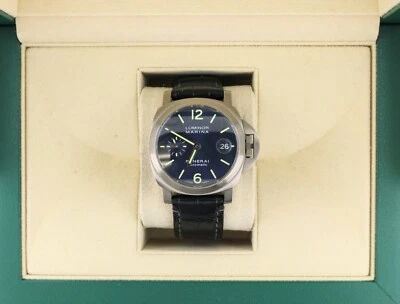 Correa de cuero Panerai Luminor Marina Pam 282 esfera azul titanio 40 mm Foto 1 de 4