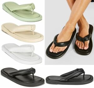 Ladies Sliders Slip On Flip Flop Summer Beach Pool Toe Post Casual Sandals Size