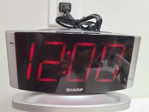 Sharp LED Digital Alarm Clock, Swivel Base, Silver Case, Red Display, SPC033D - Picture 1 of 9