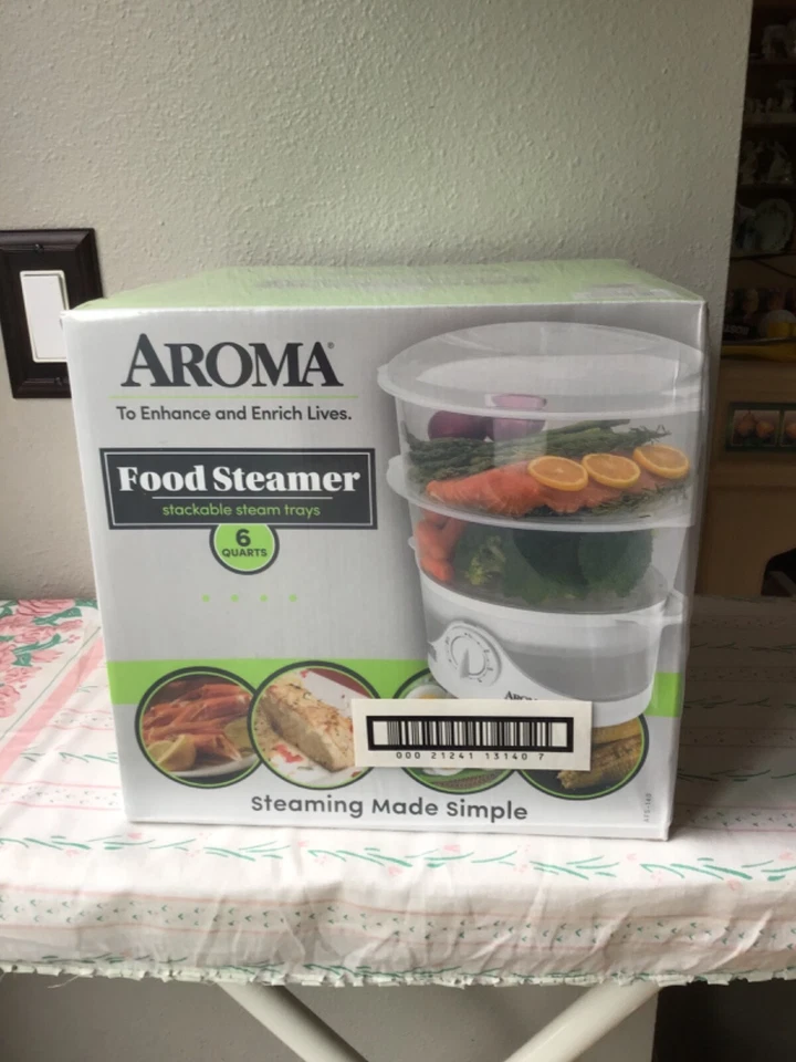 Nuevo vaporizador de alimentos apilable Aroma 6 cuartos blanco 6 cuartos comidas saludables hecho fácil Foto 1 de 4
