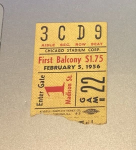 Feb 5 1956 Chicago Blackhawks 3 v Toronto Maple Leafs 2 Hockey Ticket Stub - Picture 1 of 2