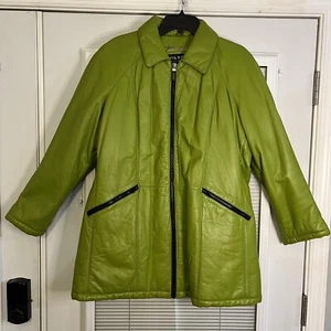 Women’s Vintage Limited Edition Wilson Leather Avocado Green Zip-Up Jacket XL - Picture 1 of 13