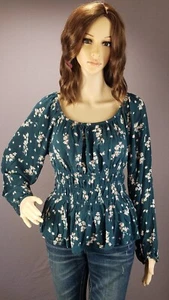 Hippie Rose Top Smocked Long Sleeve Floral Blouse Size XL NWT - Picture 1 of 16