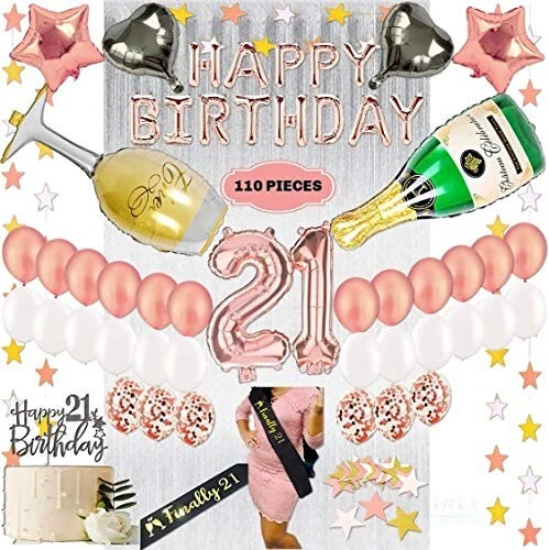 21 Años Niña Cumpleaños Decoraciones 21ª Niña Cumpleaños Faja Oro Rosa SPSS INNOVADOR Foto 1 de 4