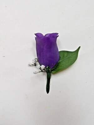 4" Seda Rosa Boutonniere Boda Novio Padrino Baile de graduación Ramillete Aniversario Gala Foto 1 de 3