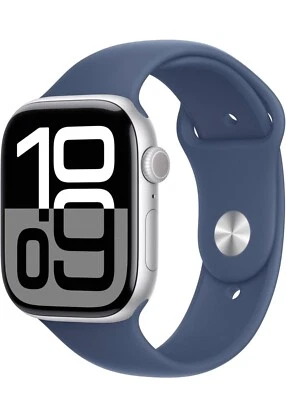 Apple Watch Series 10 46mm GPS  Silver w/ M/L Denim Sport Band - Image 1 of 4