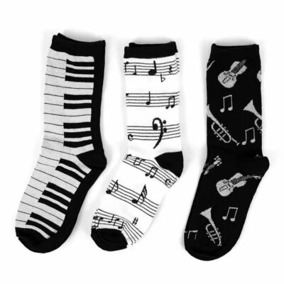 3 pairs Women's Music Theme Novelty Fun Socks - Image 1 of 2