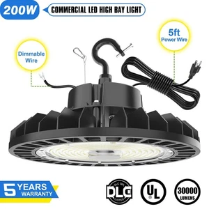 200 Watt UFO LED High Bay Light Dimmable Ceiling Fixture 5000K Daylight US PLUG - Picture 1 of 10