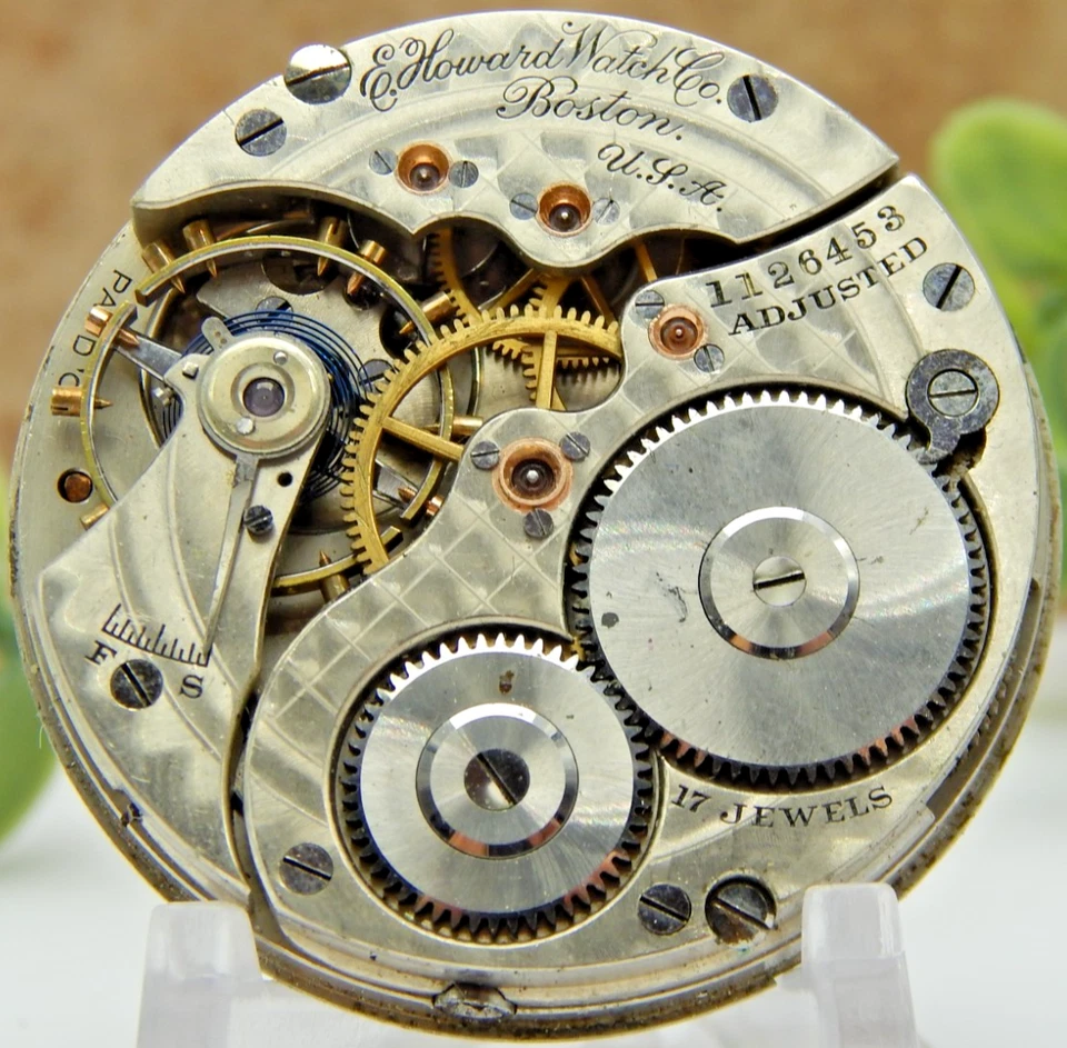 Antiguo movimiento reloj bolsillo E Howard serie 9 16 talla 17 joya modelo 1905 Foto 1 de 4