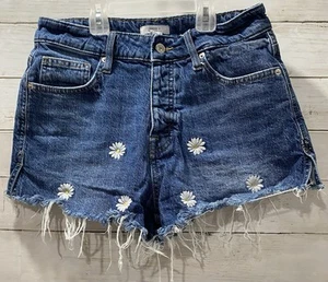 Pantalones Cortos de Denim Forever 21 Para Mujer Talla 27 Bordados Margaritas Deshilachados Desgastados - Imagen 1 de 20