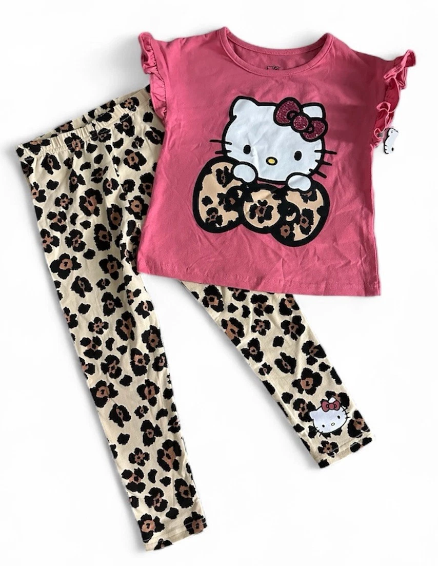 Hello Kitty Conjunto De Leggings De 2 Piezas Color Morado Eléctrico Para Bebé Niña, Púrpura