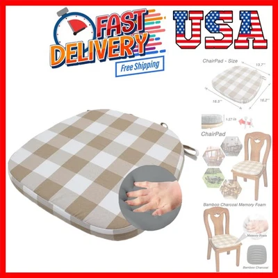 Cojín de silla con lazos para sillas de comedor - Chai de cocina antideslizante de espuma viscoelástica... Foto 1 de 4