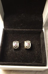 Pandora Sapphire Scroll Clip Charms 14kt Gold & S925 ALE. Faulty X 2. - Picture 1 of 10