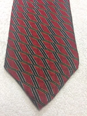 LOUIS FERAUD 男式领带红色金色黑色和白色 3.75 X 60 — 第 1/4 张图片