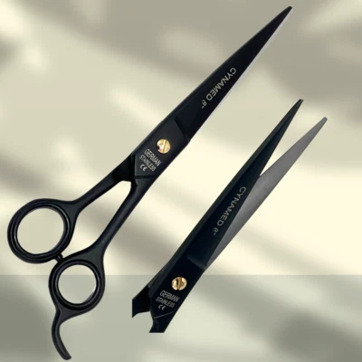 Premium Full Black Barber Scissors Shears for Hair Cutting and Styling - German - Image 1 of 4
