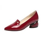 Womens Patent Leather Pointed Toe Chunky Heels Office Pumps Shoes Plus Sz 