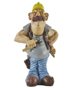 Construction Worker Figurine 7" The Comical World of Warren Stratford NO BOX - Picture 1 of 4