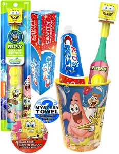 SpongeBob 5pc Oral Care Kit Essentials with DSE Bonus Mystery Towel for Kids - Picture 1 of 9