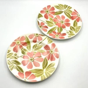 2 platos de ensalada floral rosa y oliva Digoin Sarreguemines Francia Edwina 23 cm - Imagen 1 de 10