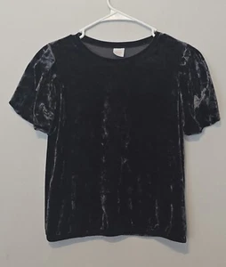 Wonder nation girls crushed Velvet Black blouse - Picture 1 of 8
