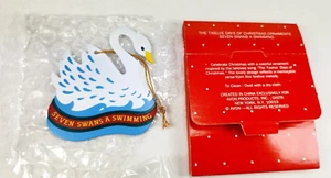 Vintage Avon Twelve 12 Days of Christmas Metal Ornament *Seven Swans a swimming* - Picture 1 of 4