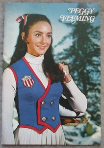 Folleto de recuerdo vintage de campeona olímpica de patinaje sobre hielo PEGGY FLEMING de los años 70 - Imagen 1 de 7