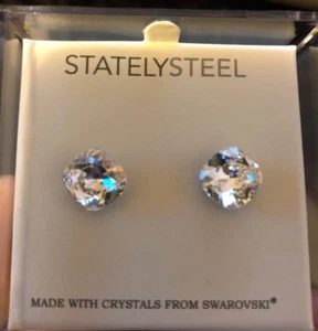 Stately Steel Swarovski Stud Earrings Clear, Beautiful, New! Sold Out Color - Bild 1 von 3