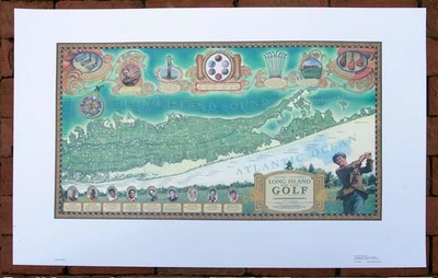Mapa de golf Long Island litografía de todos los campos de golf 1999 - ¡ENVÍO GRATUITO! Foto 1 de 4