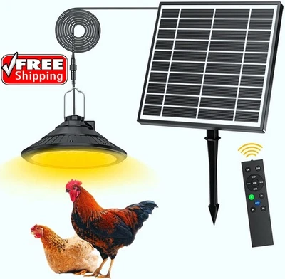 Solar Chicken Coop Light with Timer | Dual-Color Dimmable LED, IP66 Waterproo... - Image 1 of 4