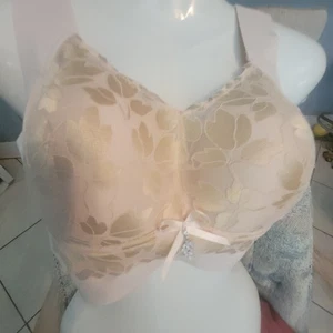 Sujetador pulóver grande inalámbrico acolchado beige para mujer - Imagen 1 de 7