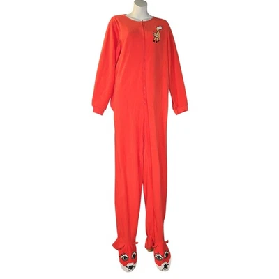 Pijama Nick & Nora Fox Pie Una Pieza Adulto M Cremallera Prendas para Dormir Novedad Naranja Foto 1 de 4