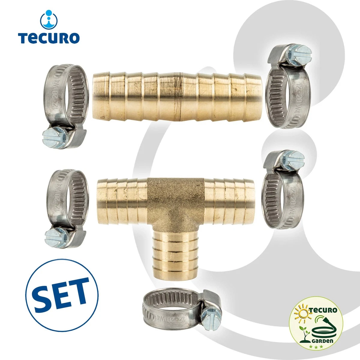 MegaHaustechnik Schlauchverbinder Messing 3/4 Zoll - 3-teilig Mit Dichtung, Für 1/2 Zoll Schlauch