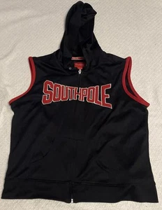 Southpole Youth XL Hoodie Mesh Vest 18-20 Black Full-Zip Sleeveless - Picture 1 of 8