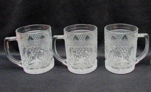 3 vintage Pressed cut Glass Mugs set of 4 Made in USA Luminarc Cristal D' Arques - Picture 1 of 4