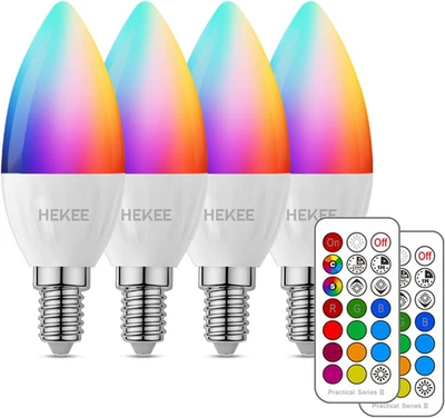 E12 LED Candelabra Light Bulbs, Color Changing Candle, B11 40W Incandescent Equi - Image 1 of 4