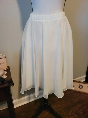 Falda acampanada vintage de gasa blanca roto, rodilla, forrada, cremallera y cintura elástica, talla 7/8 Foto 1 de 4